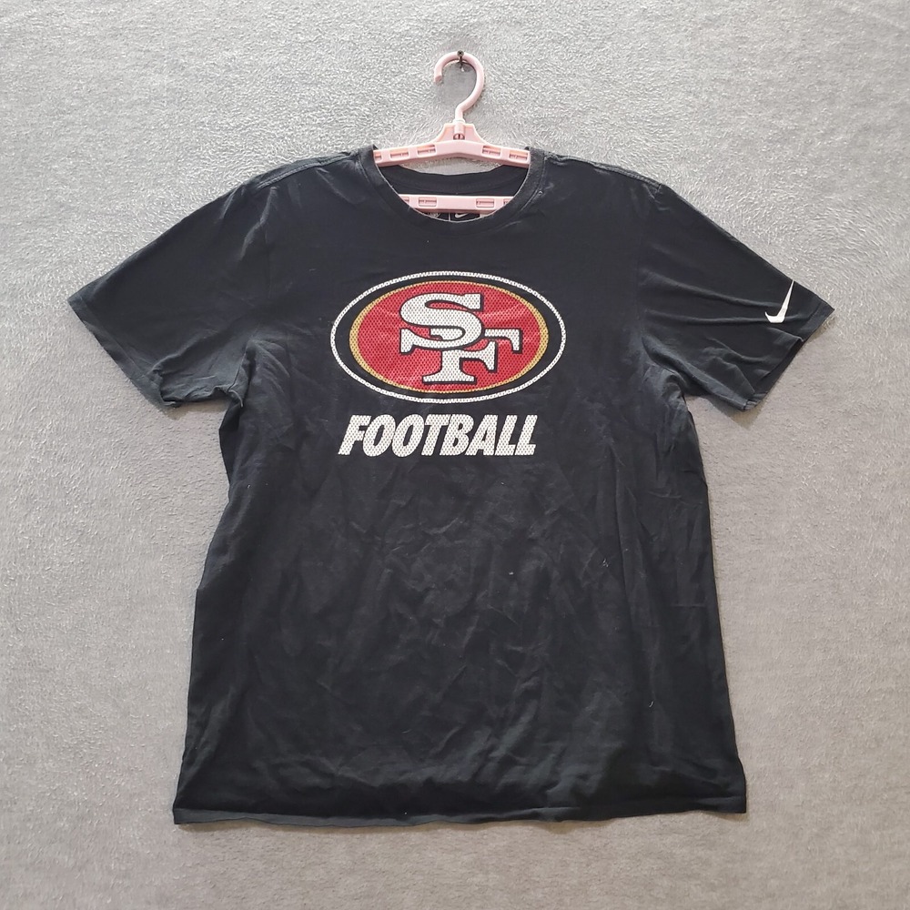 San Francisco 49ers Men Shirt Large Black Nike Logo Swoosh Athletic Cut Tee
